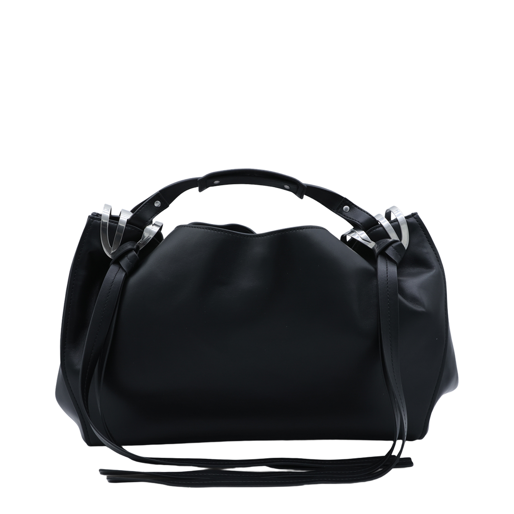 Knot-D Medium Polyurethane Top-Handle Bag - Black - Image 3