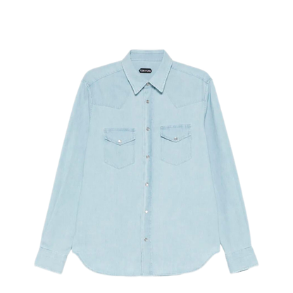 Denim Chambray Western Shirt - Image 1