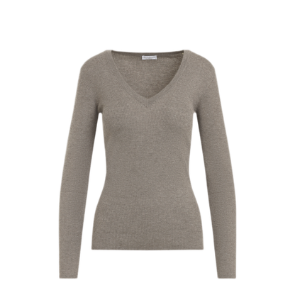 Ribbed V-Neck Sweater - Image 1