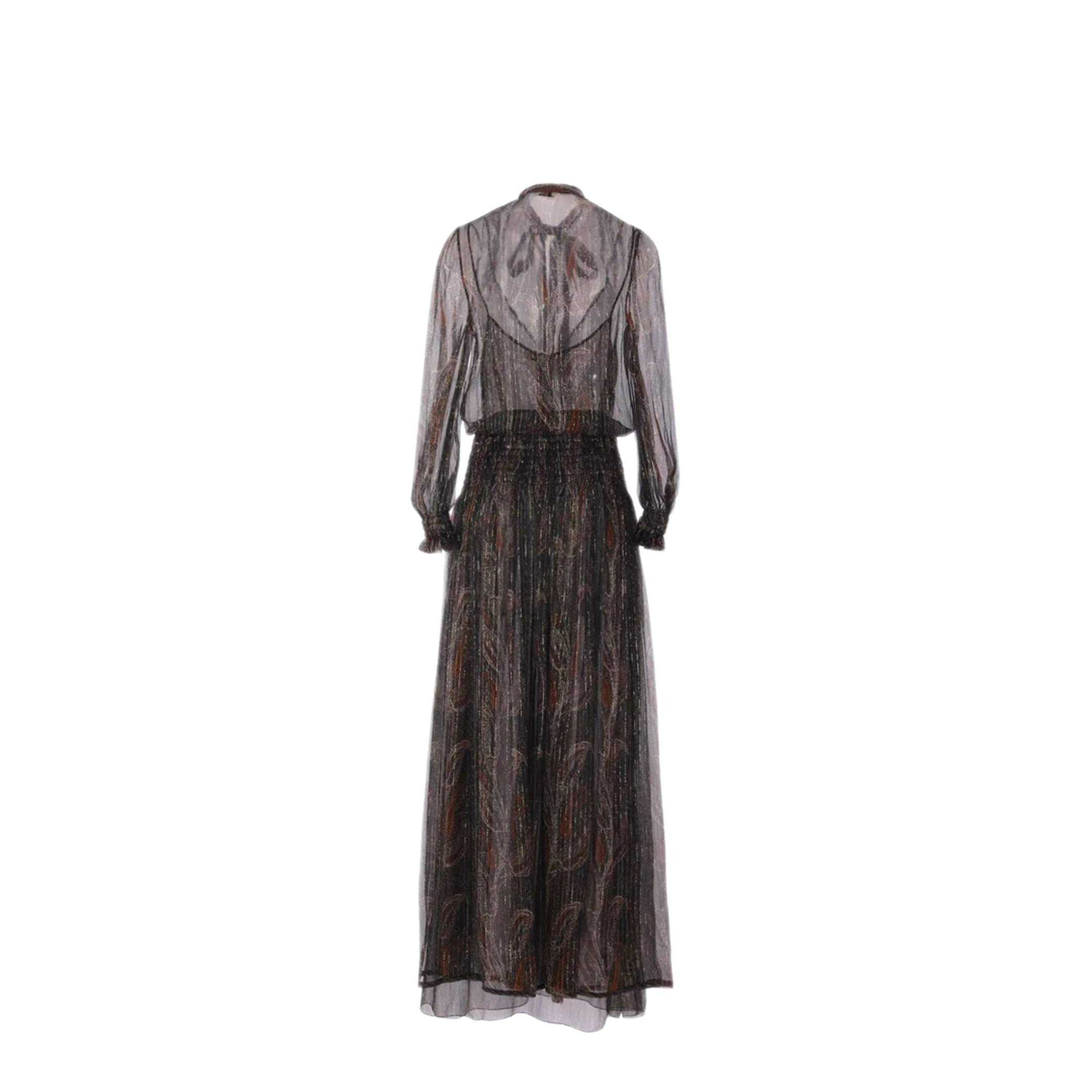Semi-Sheer Lavallière Maxi Dress in Lurex Paisley - Image 2