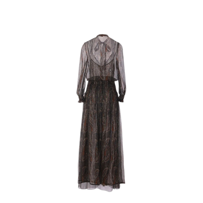 Semi-Sheer Lavallière Maxi Dress in Lurex Paisley - Image 2
