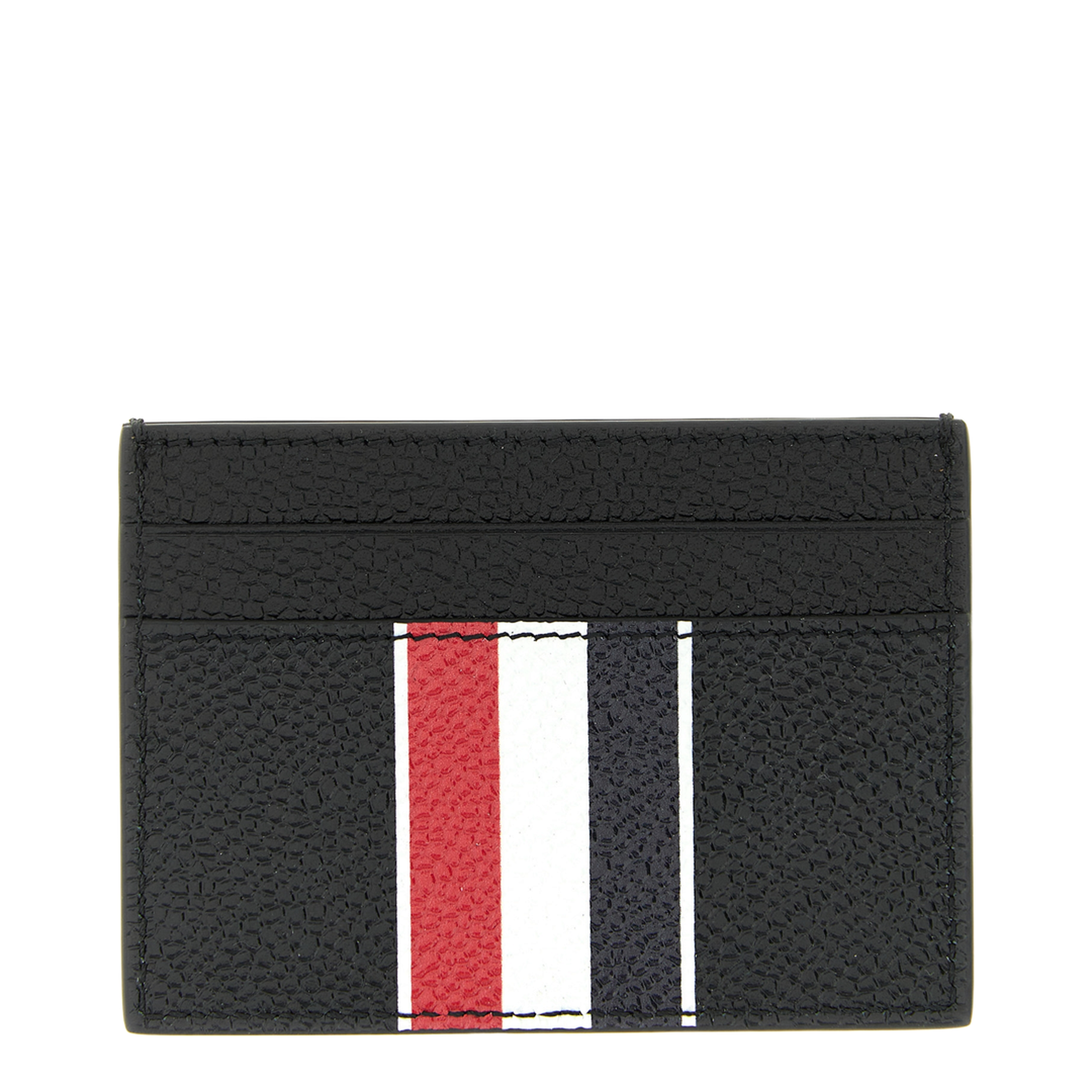 Double Sided Card Holder with RWB Stripe in Pebble Grain Leather - Image 2