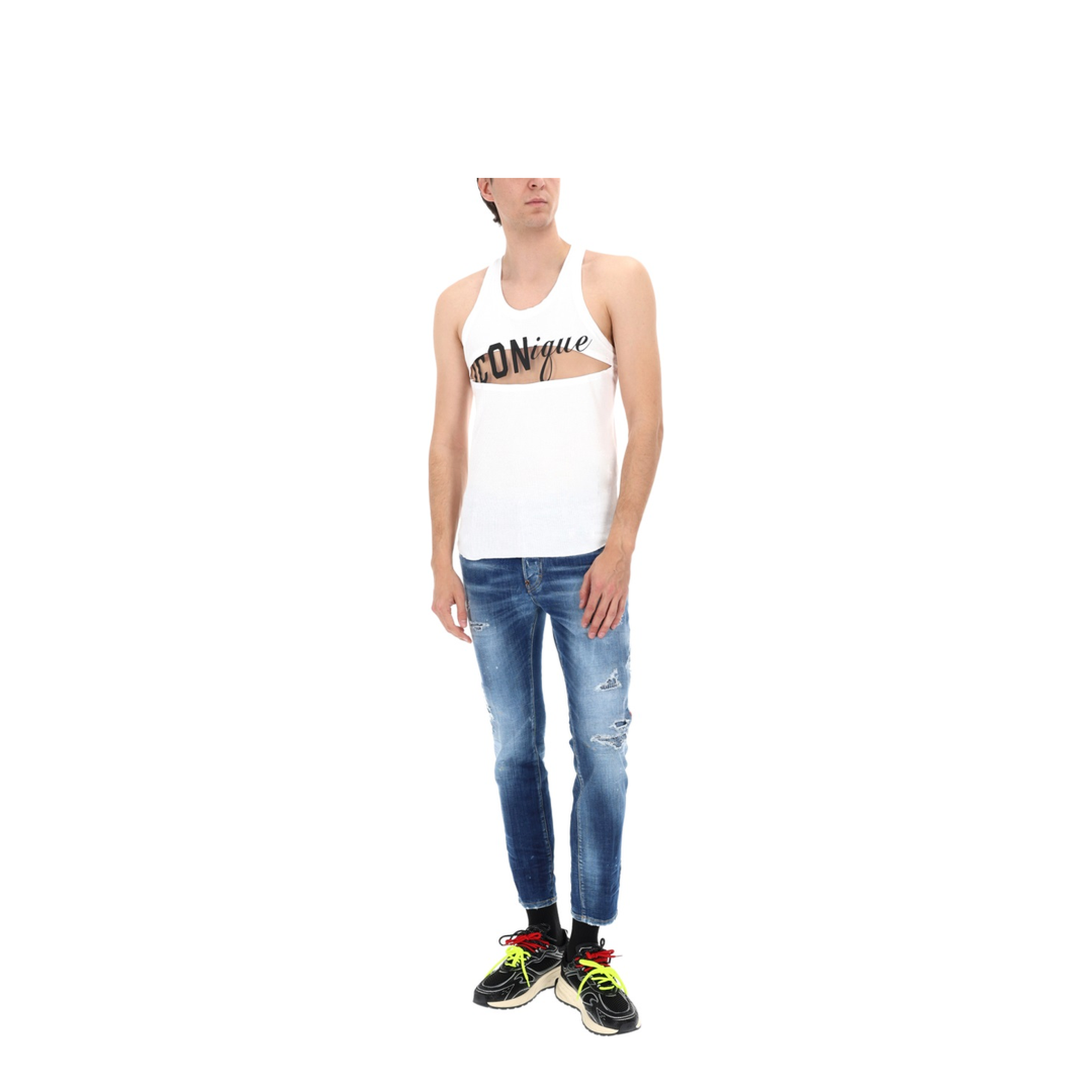 Skater Jeans in Medium Blue with Destroyed Details - Image 2