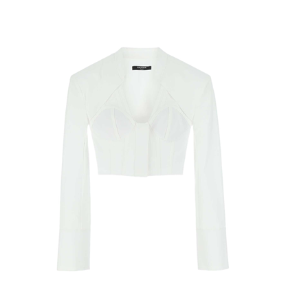 Cotton Poplin Cropped Shirt White - Image 1
