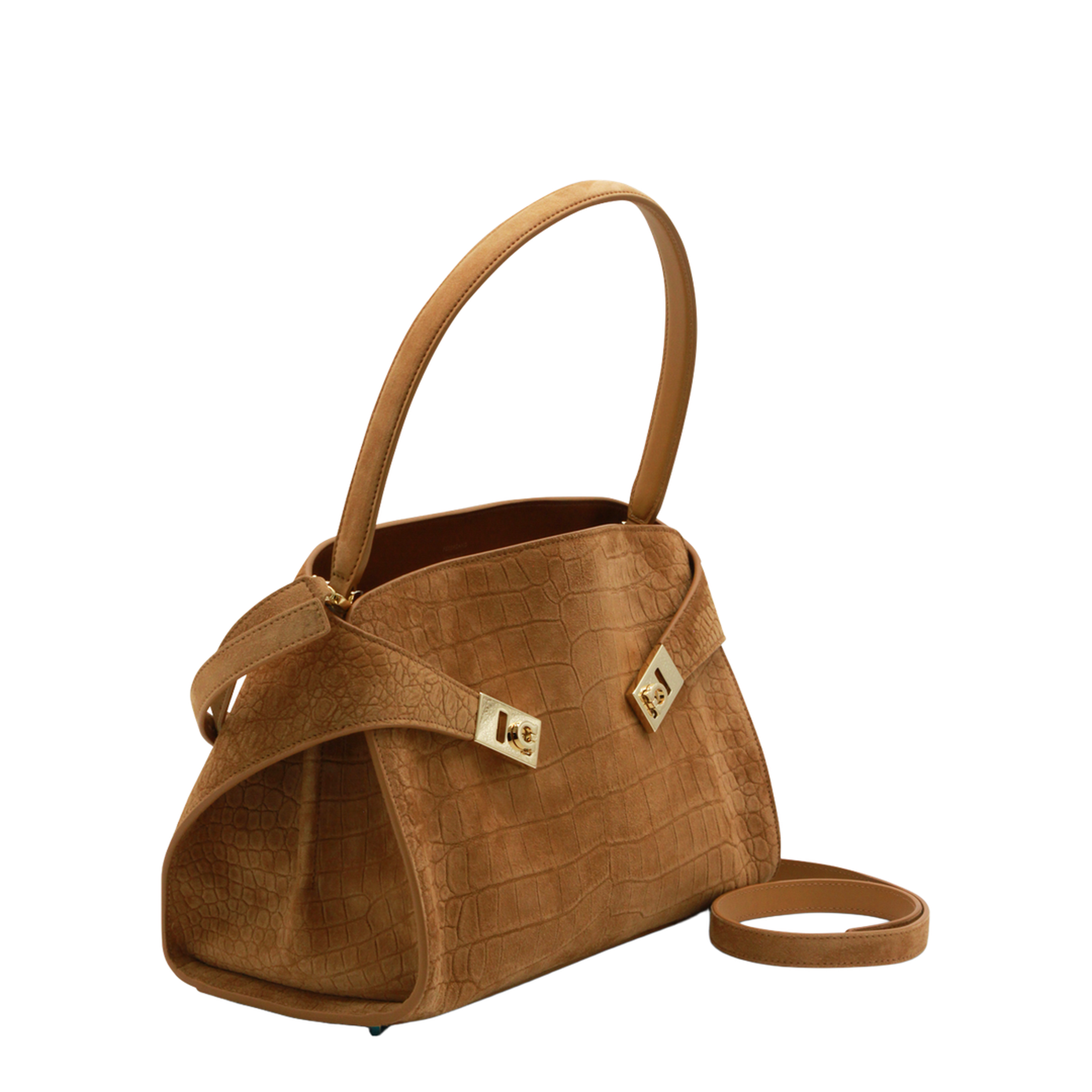 Croc Small Leather Shoulder Bag - Brown - Image 2