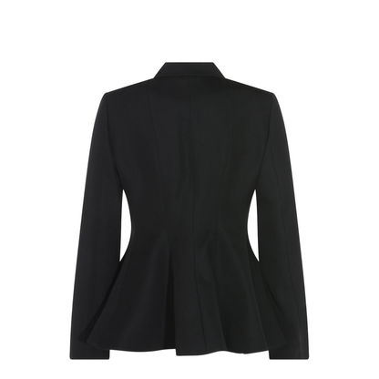 Black Grain de Poudre Wool Jacket - Image 3