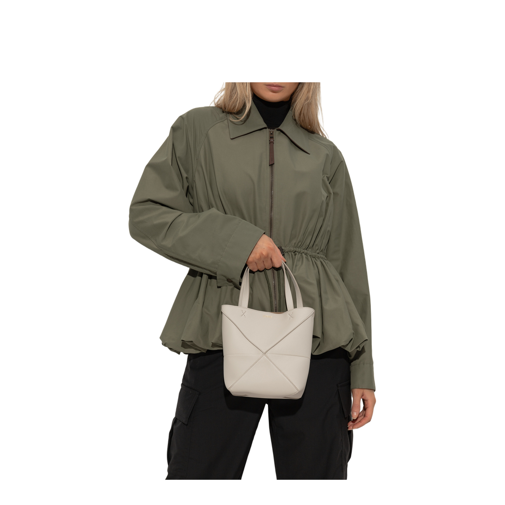 Puzzle Fold Mini Handbag Light Grey - Image 2