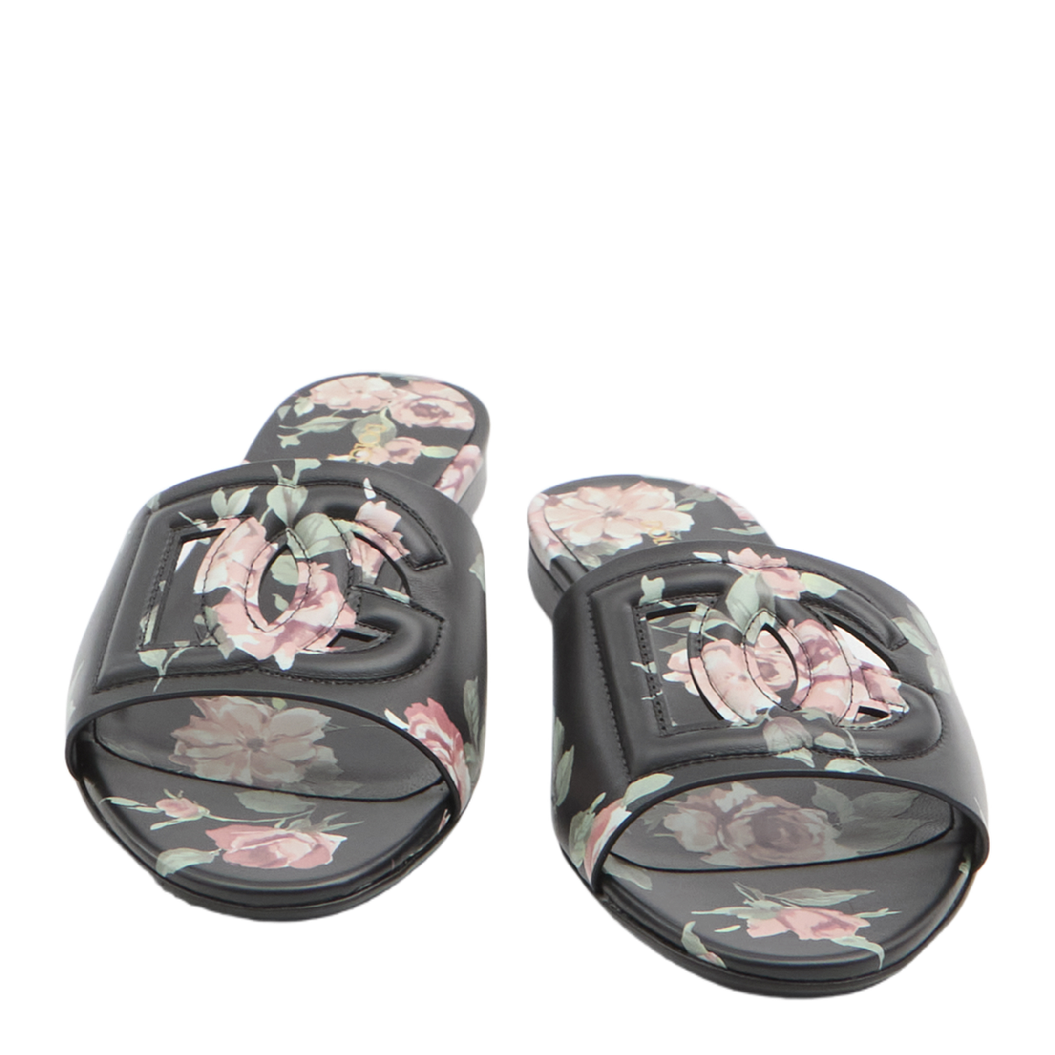 Black Slide Sandals with Cut Out Logo - Image 5