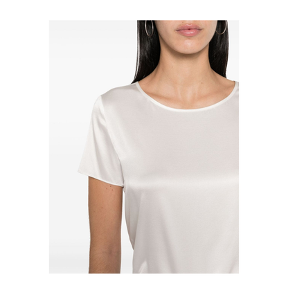 White Stretch-Silk Satin Weave Top - Image 3