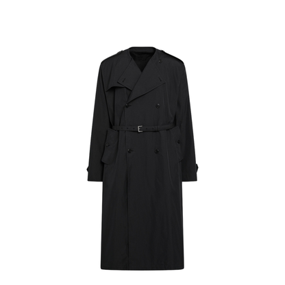 Black double-breasted cotton-blend trench coat - Image 1