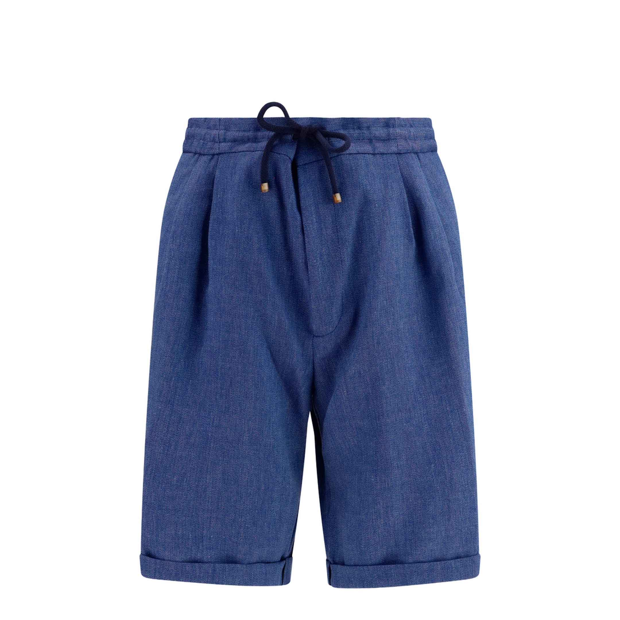 Linen and Virgin Wool Chevron Bermuda Shorts - Image 1