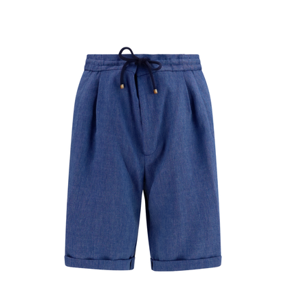 Linen and Virgin Wool Chevron Bermuda Shorts - Image 1