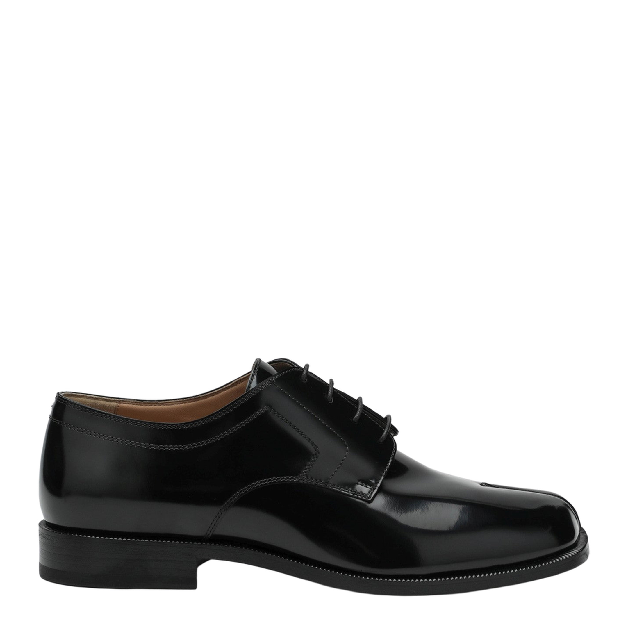 Black Tabi Lace-Up Shoe in Polished Calfskin - Image 1