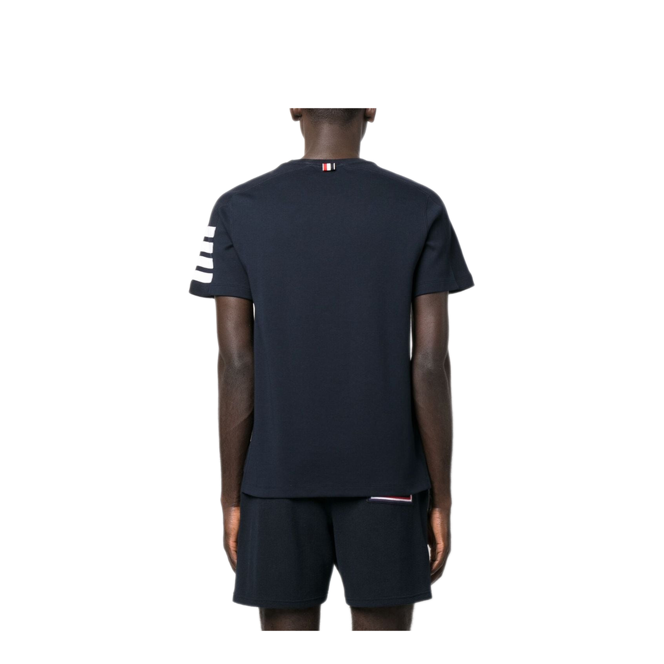 Short Sleeve Tee with 4 Bar Stripe in Milano Cotton - Image 4