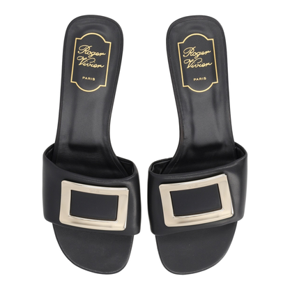 Square Buckle Leather Slides - Image 5