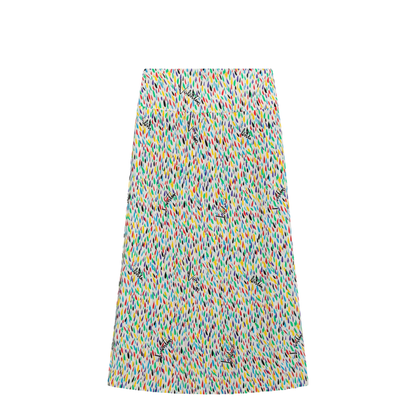 Multicolored Pleated Silk Midi Skirt - Image 1