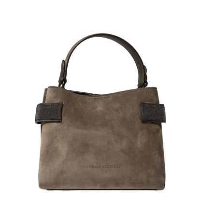 Suede Handbag Dark Brown - Image 1