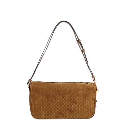 Half Horsebit Medium Suede Shoulder Bag - Brown - Image 2