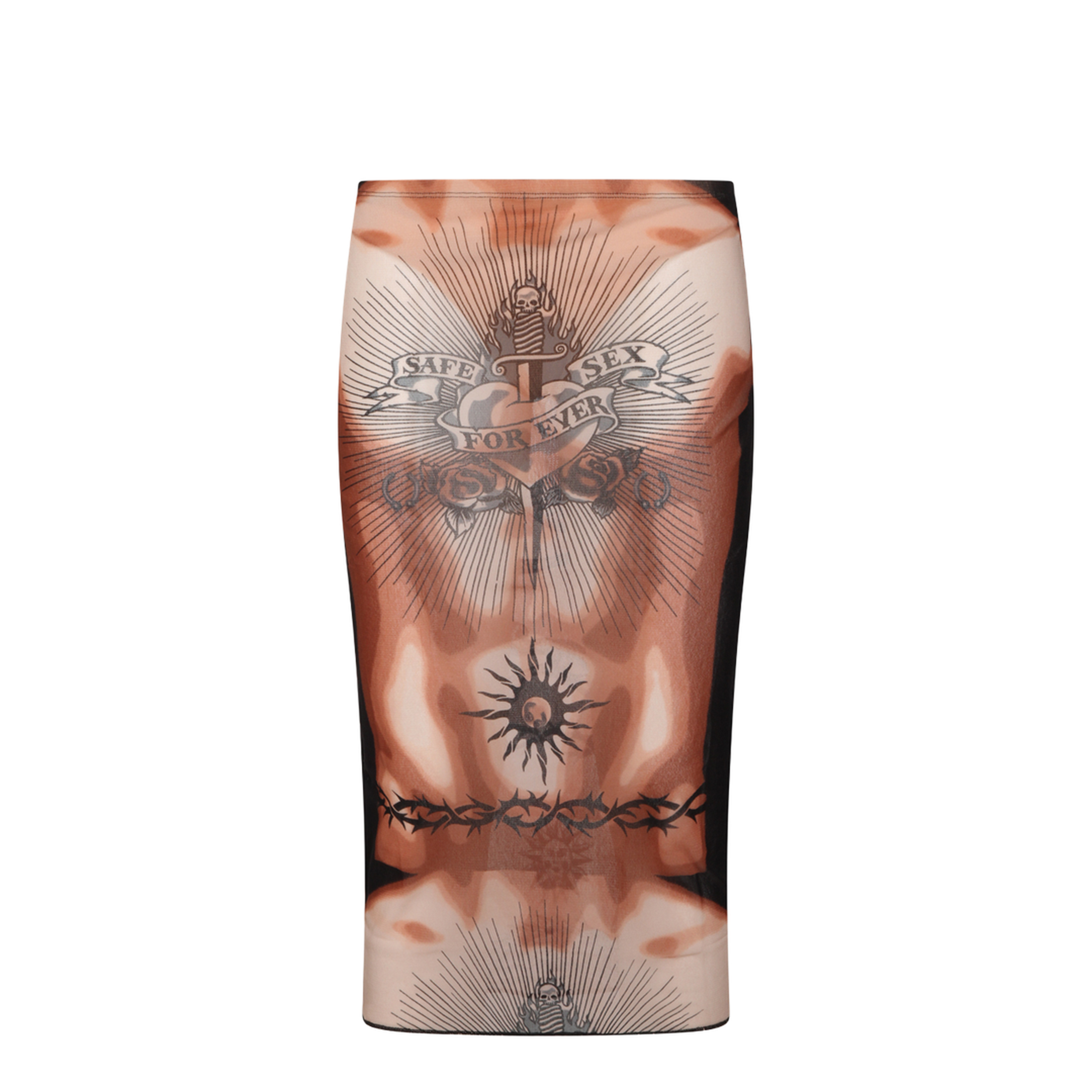 MIDI SKIRT WITH SAFE SEX TATTOO PRINT - Image 1