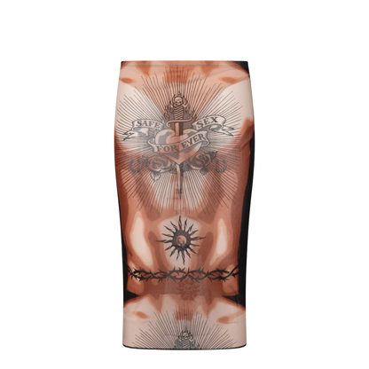 MIDI SKIRT WITH SAFE SEX TATTOO PRINT - Image 1