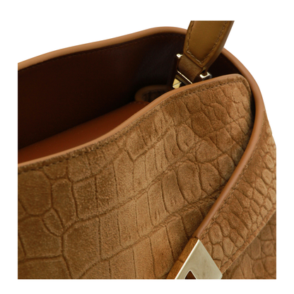 Croc Small Leather Shoulder Bag - Brown - Image 7