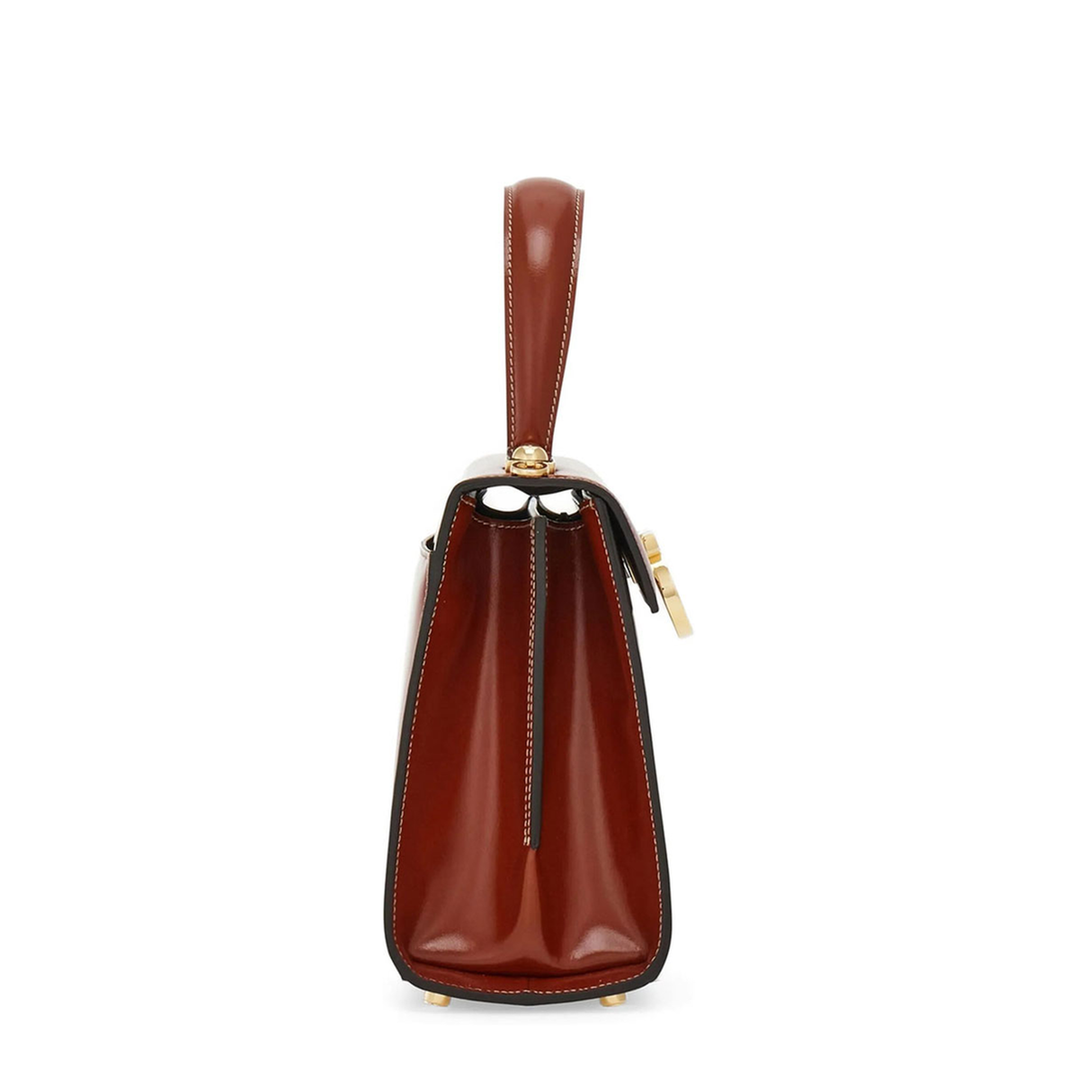 Iconic Top Handle Small Calf Leather Bag - Brown - Image 3