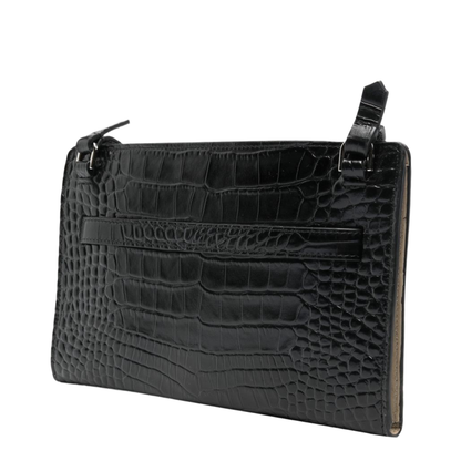 Croco-Embossed Leather Mini Crossbody Bag - Black - Image 4