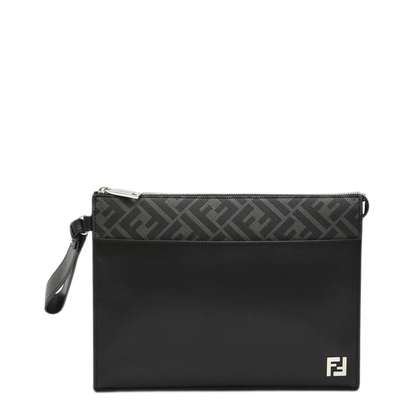 Leather and Canvas FF Squared Clutch - Image 1