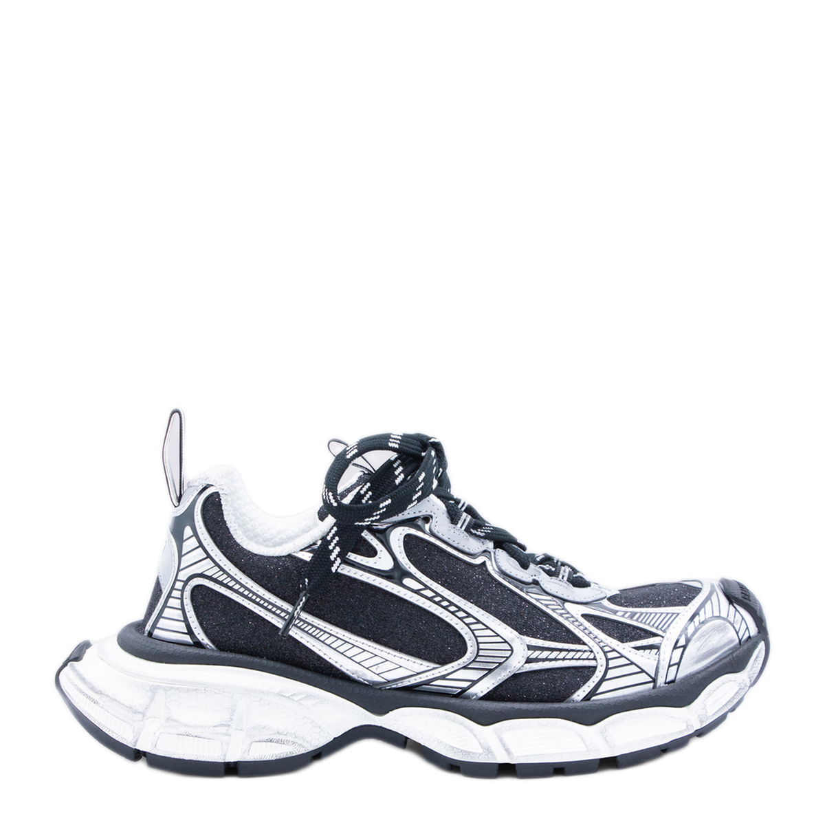 3XL Sneakers in Black and Silver with Glitter - Image 2