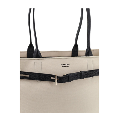 Audrey Medium Canvas Tote - Ecru/Black - Image 2