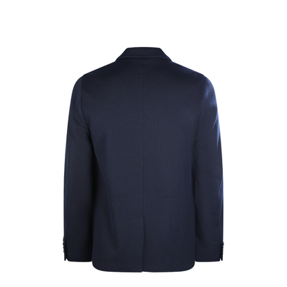 Single-breast Cotton Jersey Jacket in Dark Blue - Image 4