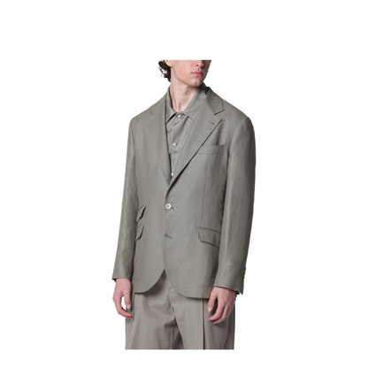 Deconstructed Cavallo Jacket In Khaki Silk Hopsack - Image 1