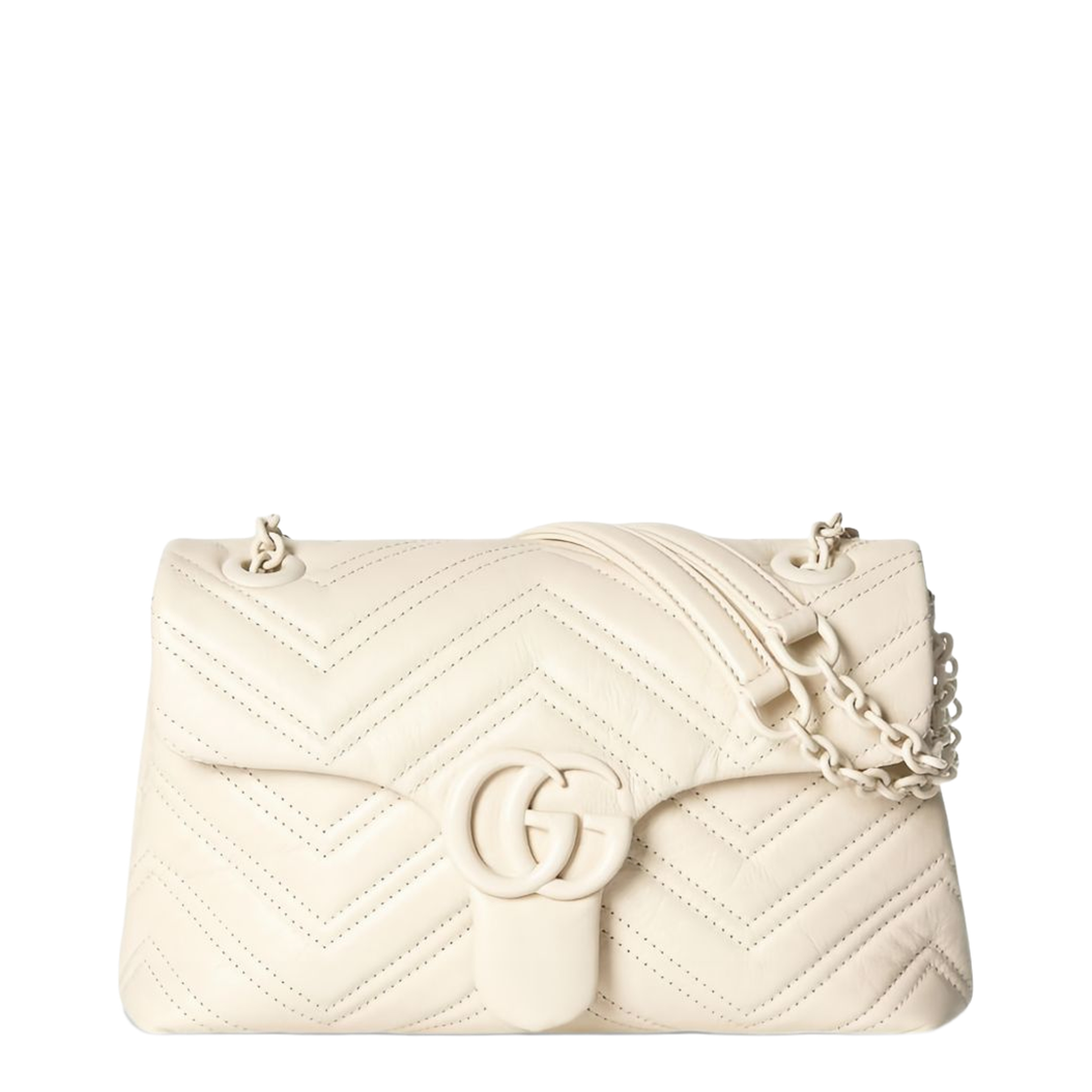 GG Marmont Small Matelassé Chevron Leather Shoulder Bag - Ivory - Image 1