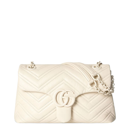 GG Marmont Small Matelassé Chevron Leather Shoulder Bag - Ivory - Image 1