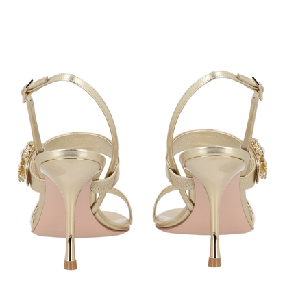 Gold Leather Efflorescence Sandals - Image 4