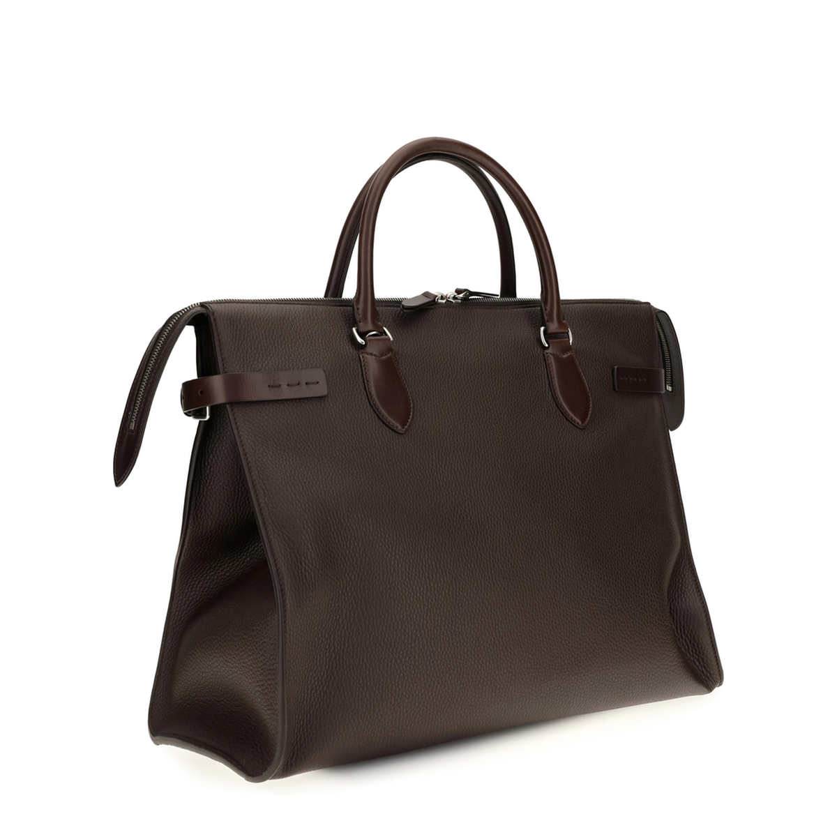 Antibes Large Grained Leather Duffle Bag - Dark Brown - Image 3