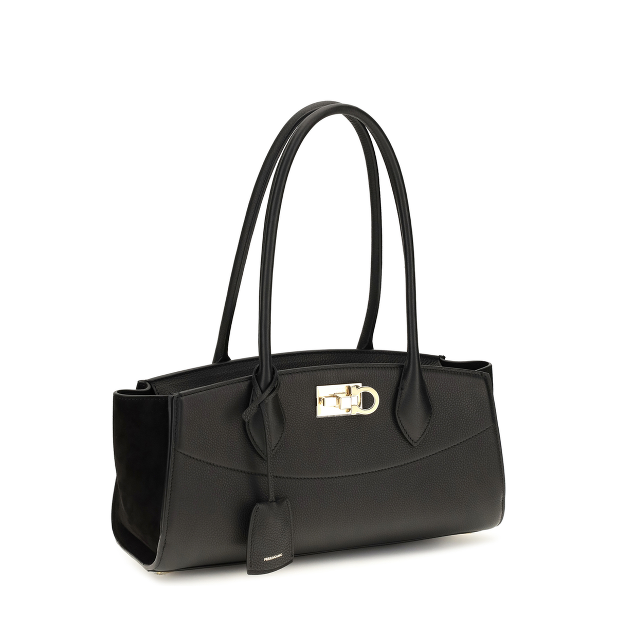 Studio Soft Medium Calfskin Suede Shoulder Bag - Nero - Image 2