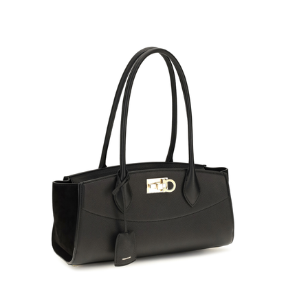Studio Soft Medium Calfskin Suede Shoulder Bag - Nero - Image 2