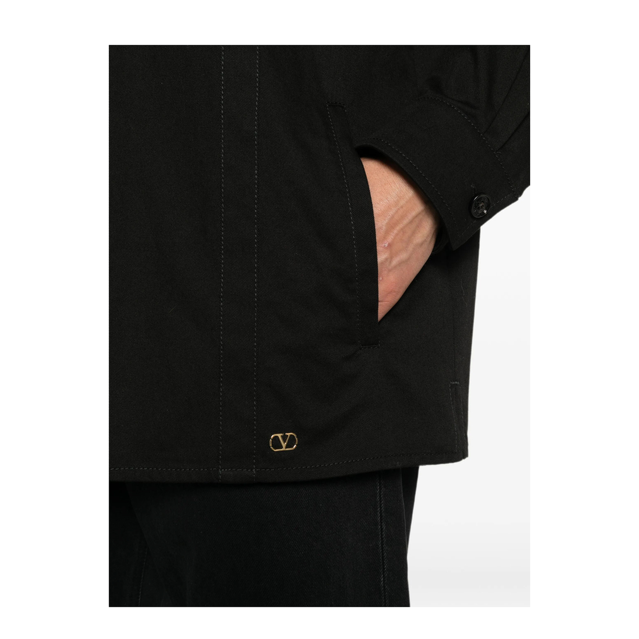 Cotton Gabardine Shirt Jacket with Vlogo - Image 5