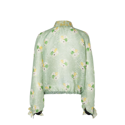 Light Green Organza Lace Bomber Jacket - Image 2
