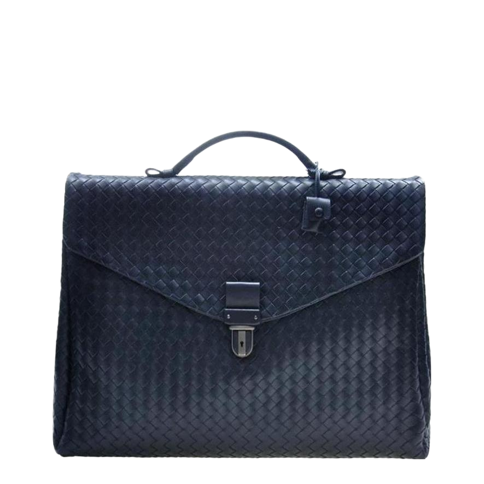 Intrecciato Leather Briefcase - Navy blue - Image 1