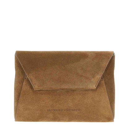 Suede Clutch Bag Brown - Image 1