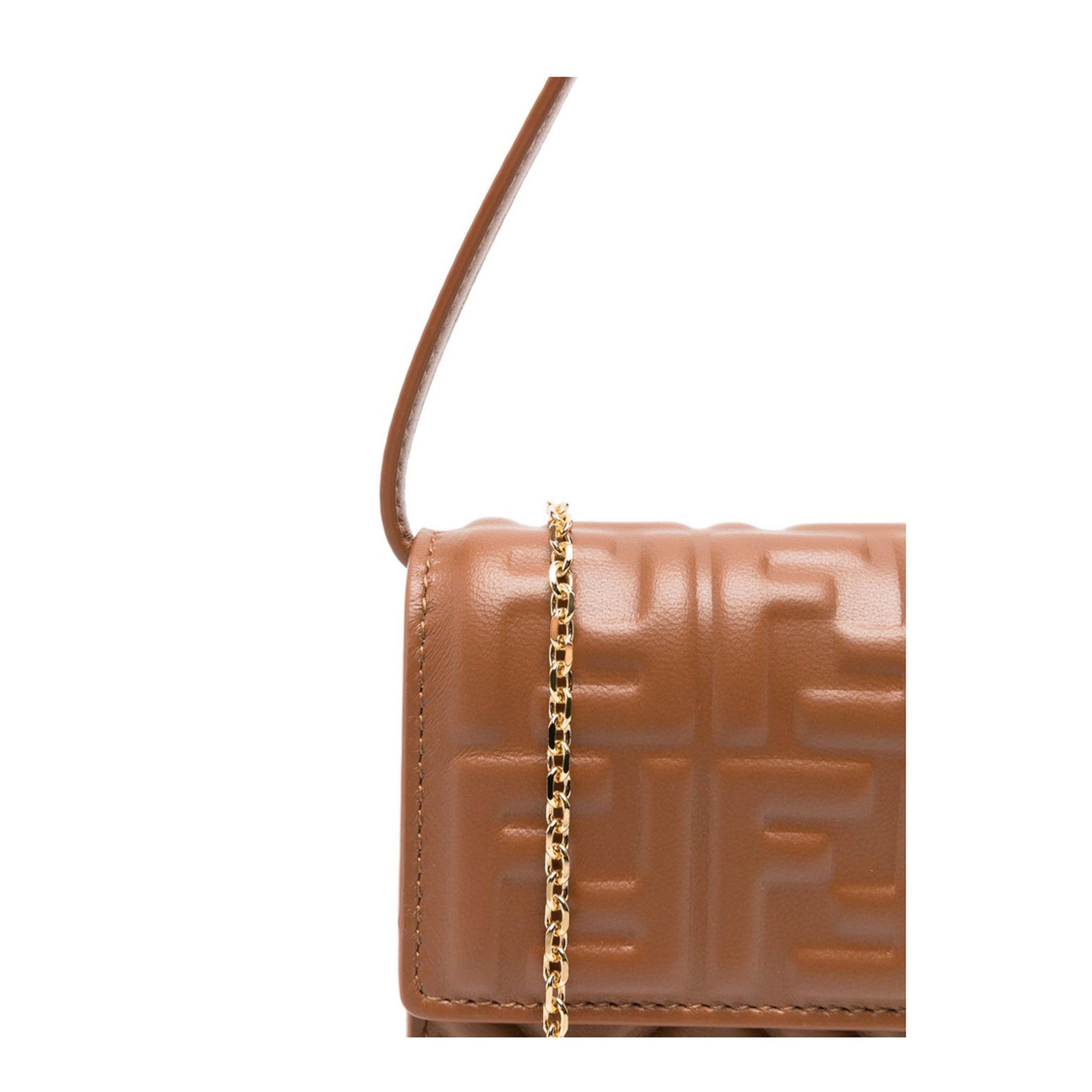 Baguette Nappa Leather Wallet On Chain - Sellier Brown - Image 3