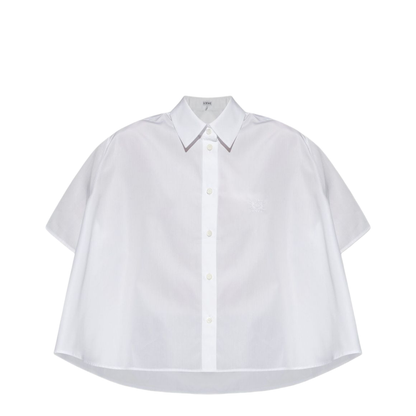 White Short Sleeves Button Fastening Collared Shirt - Image 1