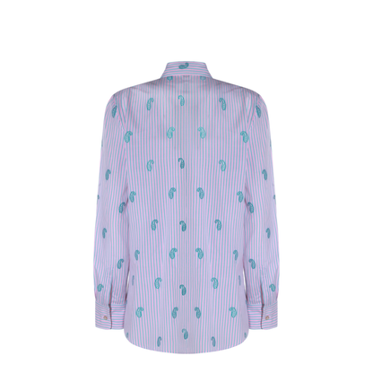 Striped Fil Coupé Paisley Cotton Jacquard Shirt - Pink - Image 4
