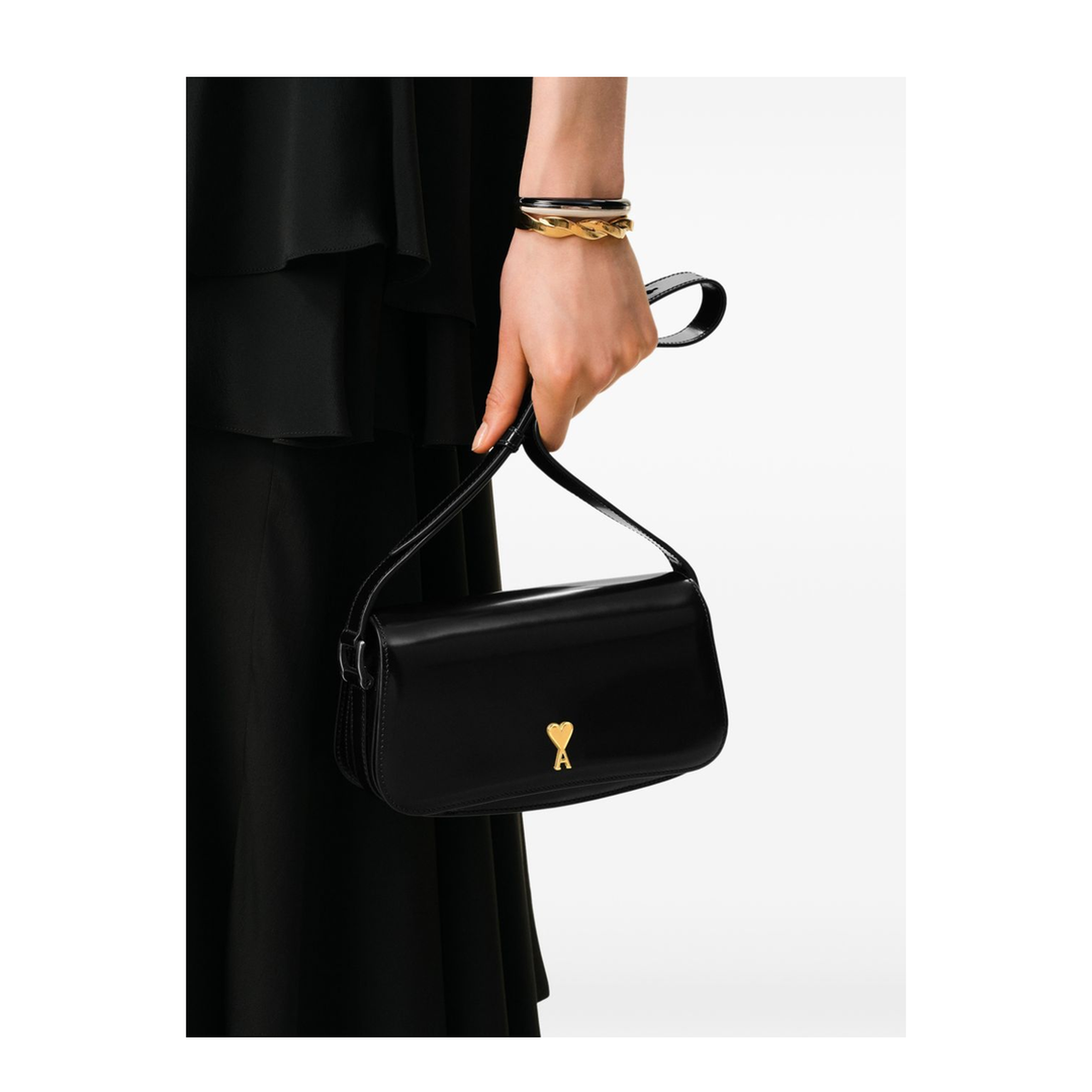 Paris Paris Cow Leather Shoulder Bag - Black - Image 5