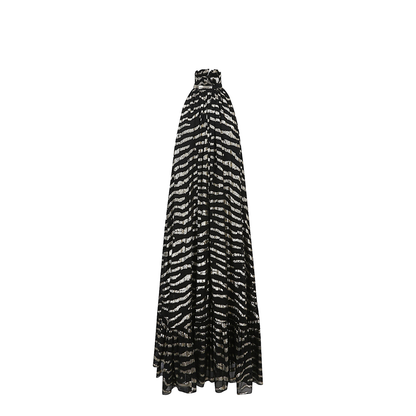 Long Dress in Lamé Tiger Silk - Black / Gold - Image 1