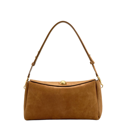 Hazelnut Brown Suede Leather Carrousel Medium Bag - Image 1