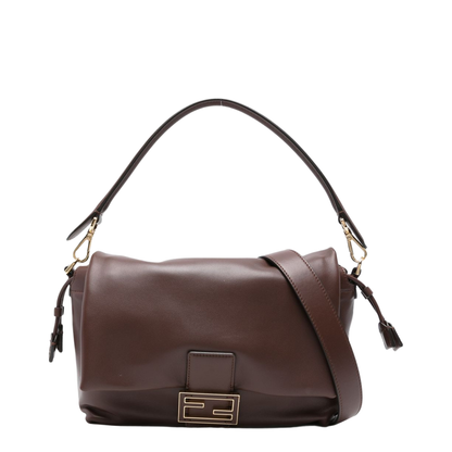 Mamma Baguette Medium Leather Shoulder Bag - Brown - Image 1