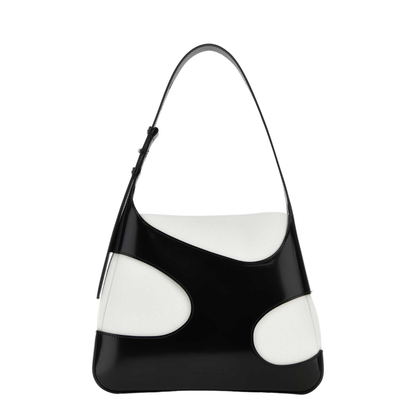 Two-tone Leather and Canvas Cut Out L Shoulder Bag - Image 1